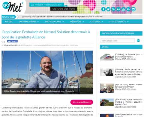 GoMet' : L’application Ecobalade de Natural Solution à bord de la goélette Alliance