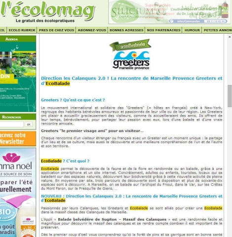 article de l'écolomag sur ecoBalade