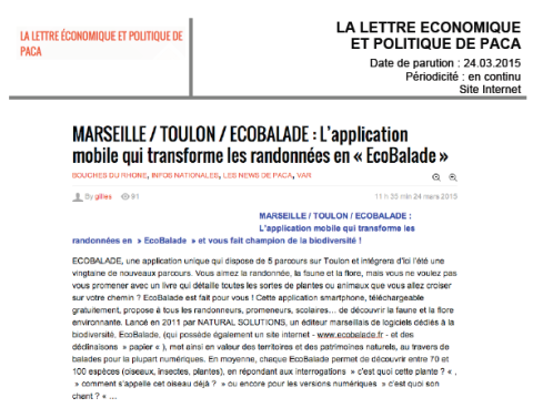 Lettre économique et politique de PACA - Ecobalade