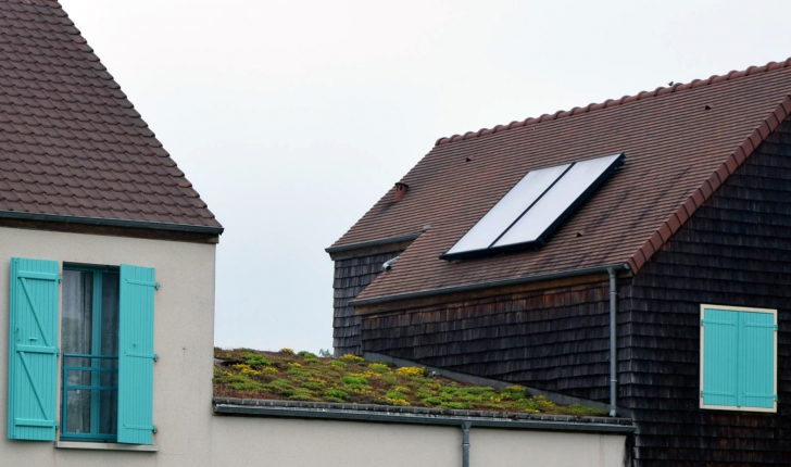 Comme ici, de nombreux toits ont été végétalisés dans l'écoquartier des Brichères.